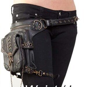 Leather Shoulder Crossbody Hiking Chain Messenger Bag